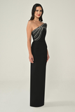Halter Neck Beaded Crepe Midi Evening Dress Alfa Beta