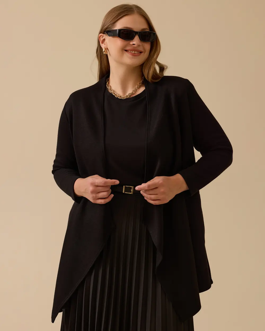 Plus size asymmetrical cut knitted cardigan Gala-Xi