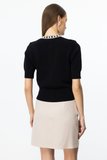 On Minimalist Women's Cardigan - Short Sleeve with Stone Details - Crop