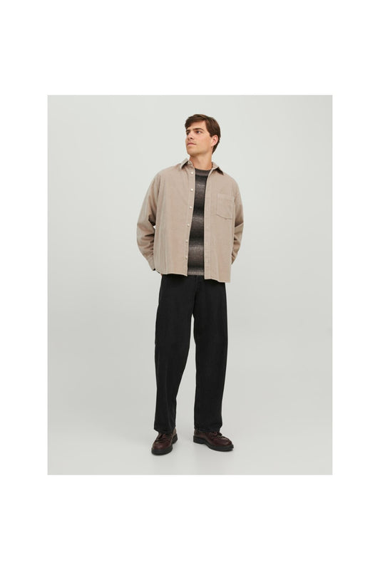Jack&Jones Erkek Oversize Kadife Gömlek - Uzun Kol - Minimalist