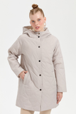 Women's Hooded Quilted Coat with Onion Pattern and Mid-Length Design