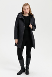 Women's Hooded Quilted Coat with Onion Pattern and Mid-Length Design