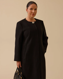 Plus size long cashmere coat with stone details Gala-Xi