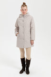 Women's Hooded Quilted Coat with Onion Pattern and Mid-Length Design