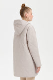 Women's Hooded Quilted Coat with Onion Pattern and Mid-Length Design