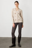 Women's V-Neck Cardigan with Diamond Pattern Embroidery on the Front