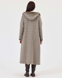 Büyük Beden Kapüşonlu Ekose Desenli Kap Gala-Xi