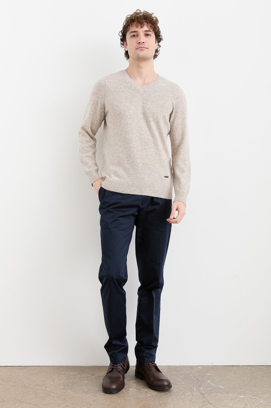 Men's V-Neck Basic Wool Sweater