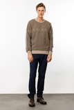 Men's Crew Neck Wool Sweater with Diamond Pattern on the Chest