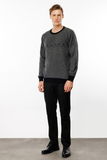 Men's Crew Neck Wool Sweater with Diamond Pattern on the Chest