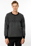 Men's Crew Neck Wool Sweater with Diamond Pattern on the Chest