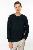 Men's Crew Neck Wool Sweater with Diamond Pattern on the Chest
