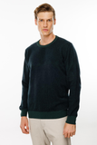 Men's Crew Neck Wool Sweater with Diamond Pattern on the Chest