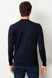 Men's Half Turtleneck Knit Sweater with Diamond Pattern on the Front
