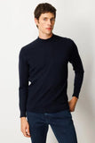 Men's Half Turtleneck Knit Sweater with Diamond Pattern on the Front