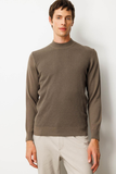 Men's Half Turtleneck Knit Sweater with Diamond Pattern on the Front