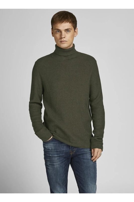 Jack&Jones Erkek Minimalist Boğazlı Uzun Kol Kazak - Oversized Fit