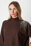 Ten Shoulder Chain Embroidered Knitted Sweater