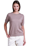Sempre Minimalist Women's Sweater - Short Sleeves, Stone Detail, Everyday
