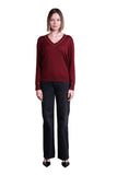 Sempre Minimalist V-Neck Long Sleeve Women's Sweater - Casual & Work