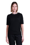 Sempre Minimalist Pearl Detail Women's Sweater - Short Sleeve