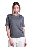 Sempre Minimalist Pearl Detail Women's Sweater - Short Sleeve