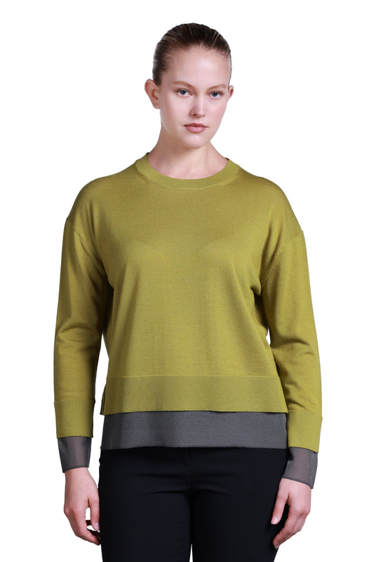 Sempre Oversize Round Neck Long Sleeve Women's Sweater - Minimalist Design