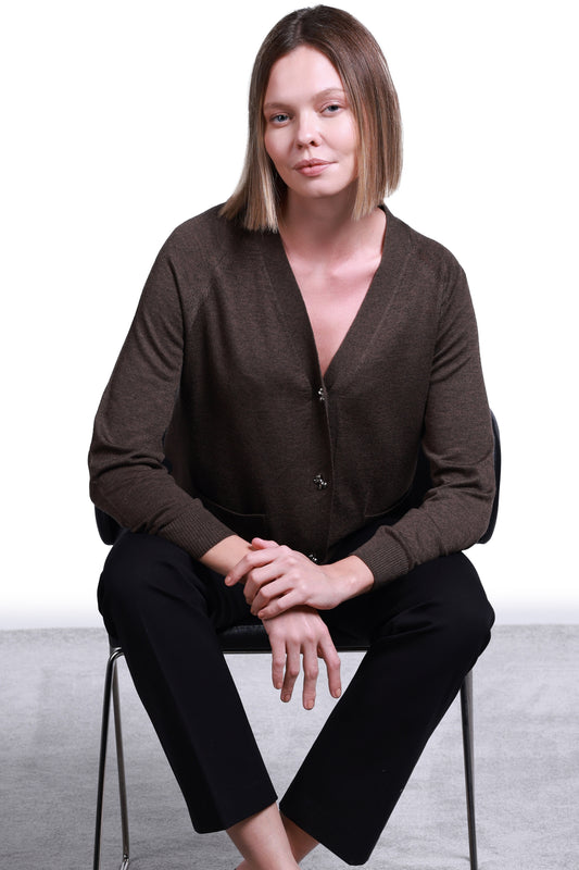 Sempre Minimalist V-Neck Long Sleeve Women's Sweater - Casual & Office Chic