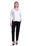 Sempre Women's Minimalist V-Neck Long-Sleeve Sweater - Stylish Sequin Detail