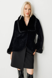 Ekol Plush Coat with Fur Collar