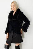 Ekol Plush Coat with Fur Collar