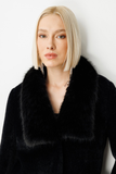 Ekol Plush Coat with Fur Collar
