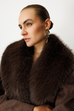 Ekol Fur-Trimmed Collar Coat with Patch Pockets