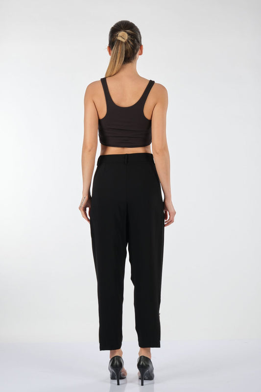 Misswhence Minimalist Yüksek Bel Crop Pantolon - Günlük & Ofis