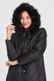 Women's Hooded Plaid Long Quilted Coat Pattern