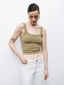 Nocturne Minimalist İnce Askılı Ribana Kadın Crop Top