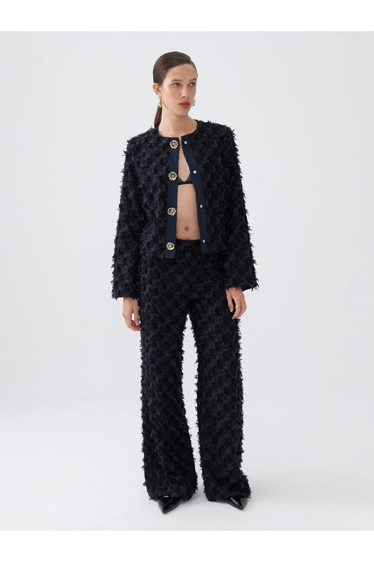 Nocturne Oversize Midi Pantolon - Minimalist, Yüksek Bel, Geniş Paça