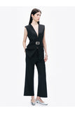 Nocturne Minimalist Yüksek Bel Geniş Paça Kadın Pantolon - Modern Tasarım