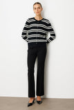 On Çizgili Düğme Kapamalı Triko Hırka