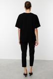 On Minimalist Oversize Kısa Kol Yuvarlak Yaka Kadın Bluz - Günlük Şıklık
