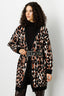 On Kadın Leopar Desenli Midi Uzun Kol Hırka - Vintage Stil