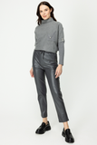 On Kadın Minimalist Deri Look Midi Pantolon - Yüksek Bel - Bağcıklı