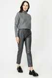 On Kadın Minimalist Deri Look Midi Pantolon - Yüksek Bel - Bağcıklı