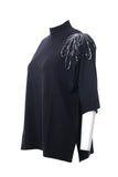 Ten Shoulder Chain Embroidered Knitted Sweater