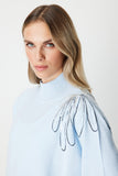 Ten Shoulder Chain Embroidered Knitted Sweater