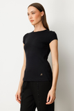 On Sıfır Yaka Ay Kol Basic Bluz