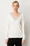 Ten Collar Embellished V-Neck Sweater