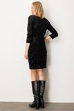 Ekol Velvet Dress with Gathered Front Details