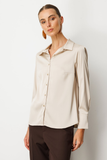 Button-Front Satin Shirt Ekol