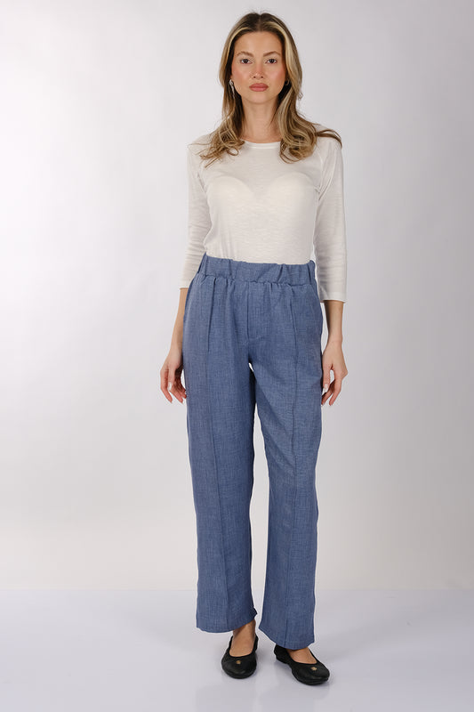 Daido Minimalist Yüksek Bel Keten Kadın Pantolon - Regular Fit